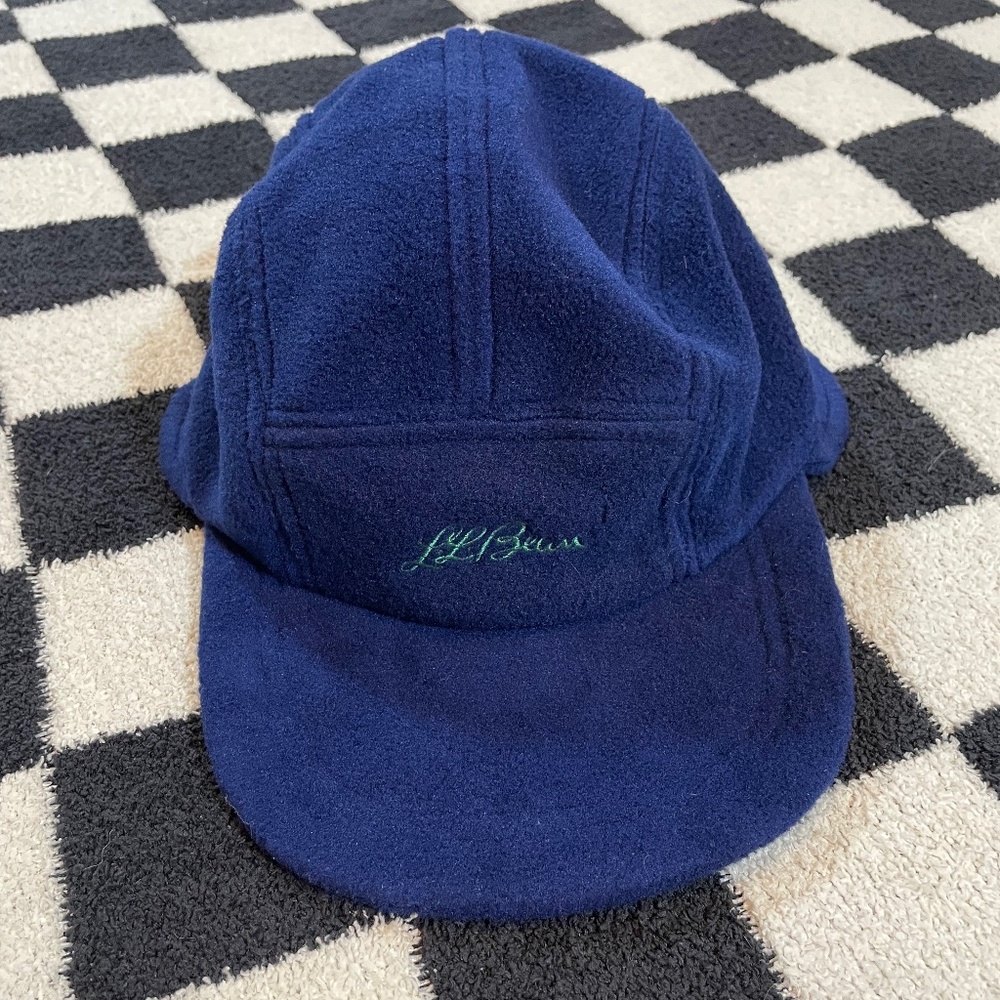 rare vintage l.l. bean 5 panel winter cap made in usa medium embroidered logo